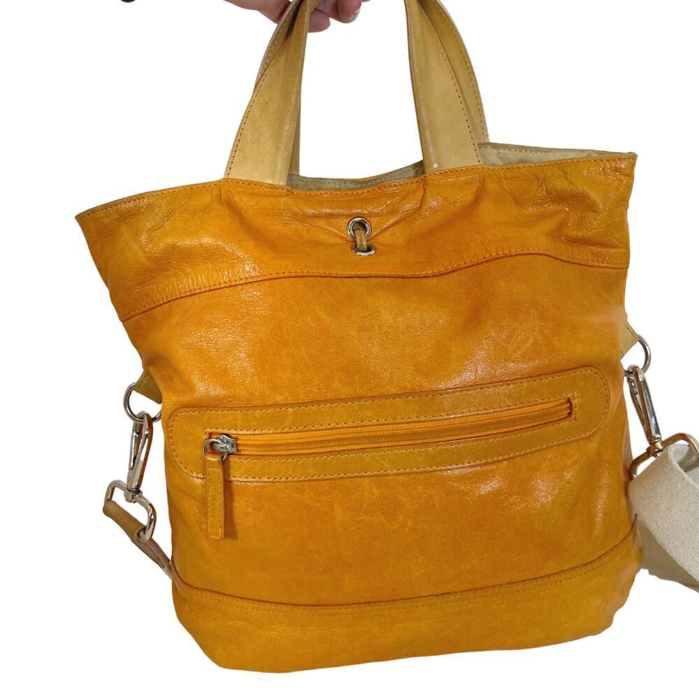 Maurizio Taiuti Italian Orange Leather Handbag Crossbody Purse - Picture 3 of 12